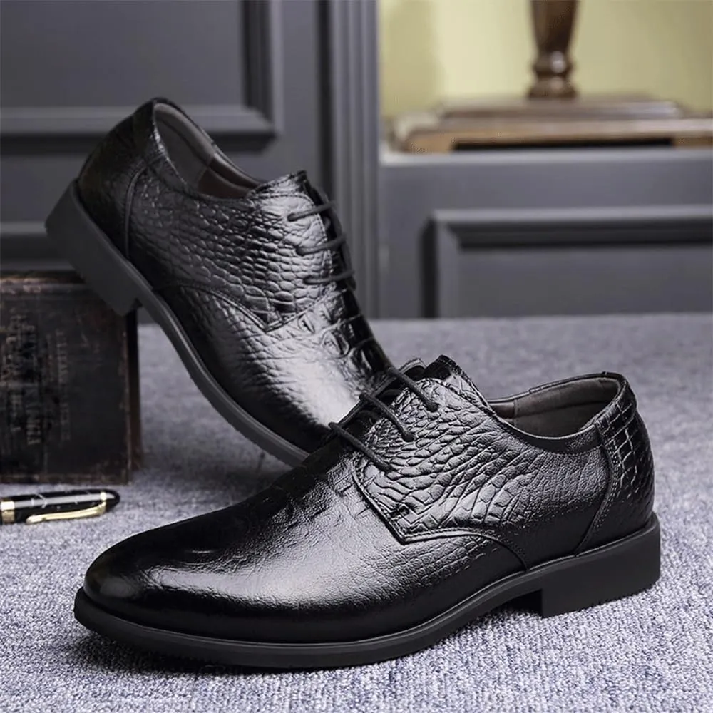Mens Waterproof Dress Shoes Black All-Match Lace-up Oxford Shoes Men's Classic Business Formal Leather Shoes