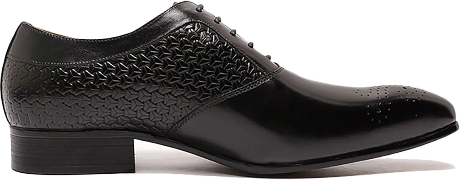 Men's Wedding Formal Lace-Up Oxfords Wingtip Derbys Business Casual Dress Shoes Classic Brogues Shoes,Black-43