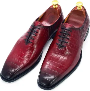 Mens Wedding Party Brogues Derbys Formal Dress Retro Oxfords Work Uniform Wingtip Leather Lace-ups,Red-41
