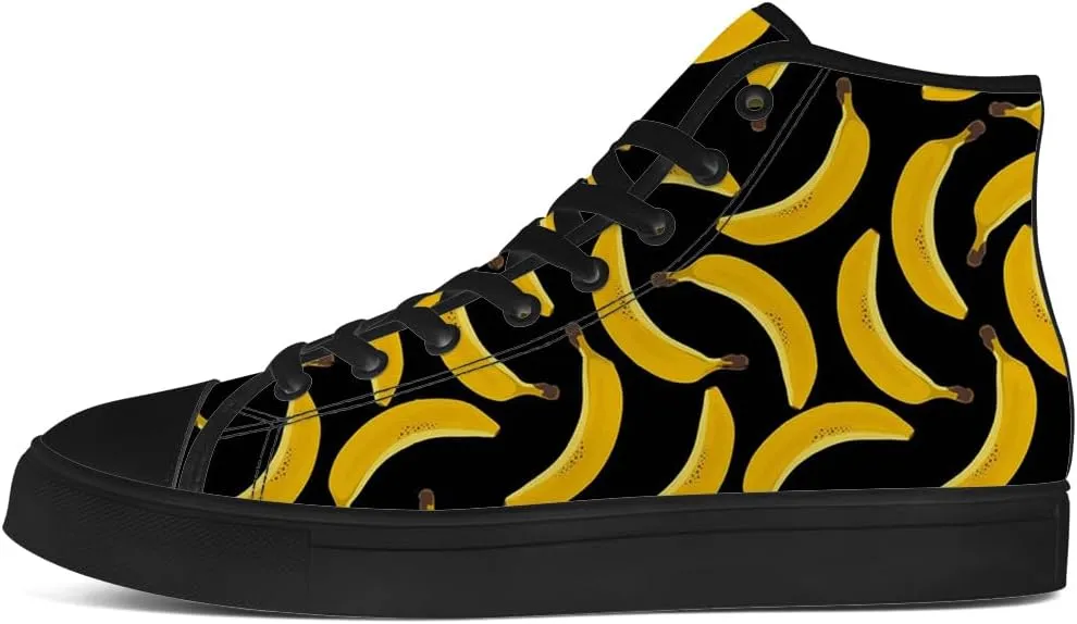 Men's Women's Banana High Top Canvas Shoes High Top Sneakers Lace Up Casual Shoes