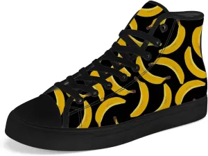 Men's Women's Banana High Top Canvas Shoes High Top Sneakers Lace Up Casual Shoes