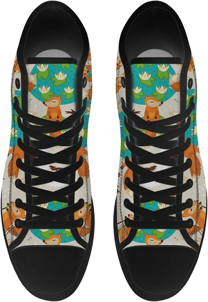 Men's Women's Fox High Top Canvas Shoes High Top Sneakers Lace Up Casual Shoes