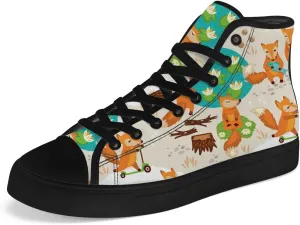 Men's Women's Fox High Top Canvas Shoes High Top Sneakers Lace Up Casual Shoes
