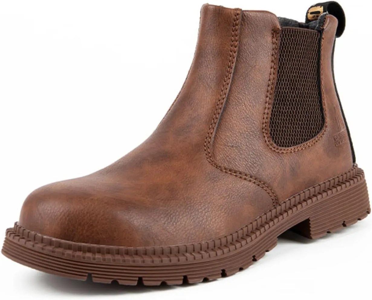 Mens Womens Steel Toe Work Boots Welding Safety Shoes Non-slip Chelsea Boots Construction Safety Shoes