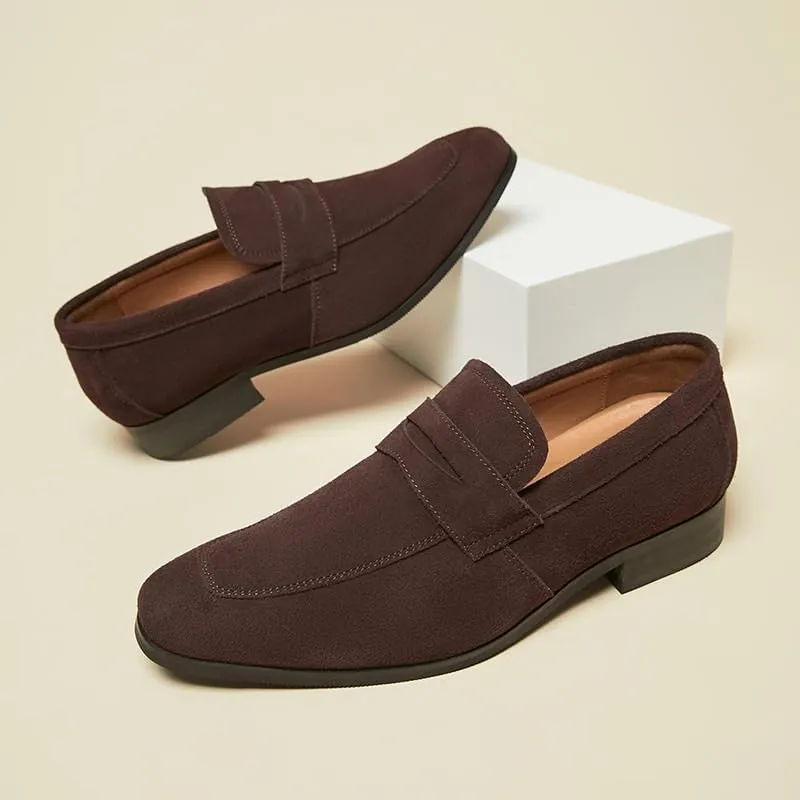 Men'spedal Suede Business Formal Leather Shoes Frosted English Loafers Suitable Oxford Dress Shoes for Work Driving