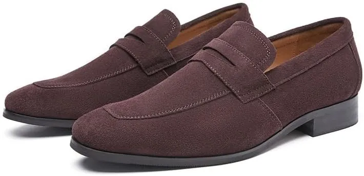 Men'spedal Suede Business Formal Leather Shoes Frosted English Loafers Suitable Oxford Dress Shoes for Work Driving