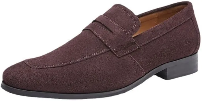 Men'spedal Suede Business Formal Leather Shoes Frosted English Loafers Suitable Oxford Dress Shoes for Work Driving