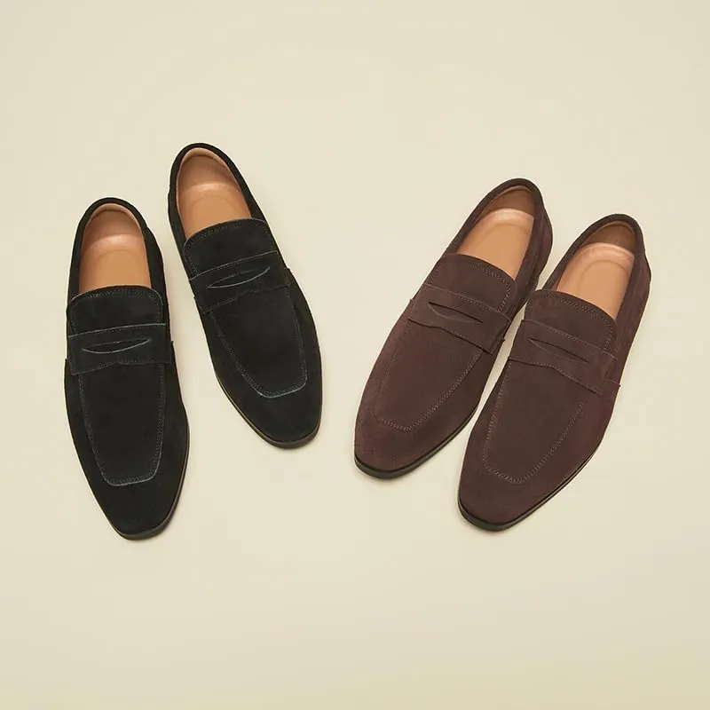 Men'spedal Suede Business Formal Leather Shoes Frosted English Loafers Suitable Oxford Dress Shoes for Work Driving