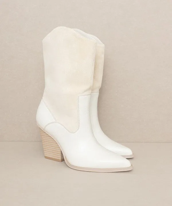 Mercy Vegan Leather Mid Calf Pointed Toe Western Boots