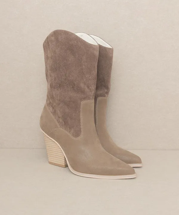 Mercy Vegan Leather Mid Calf Pointed Toe Western Boots