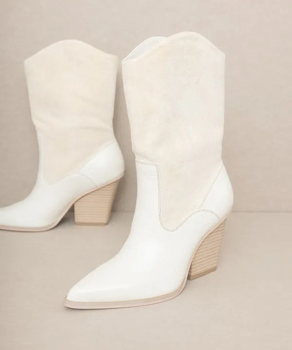 Mercy Vegan Leather Mid Calf Pointed Toe Western Boots