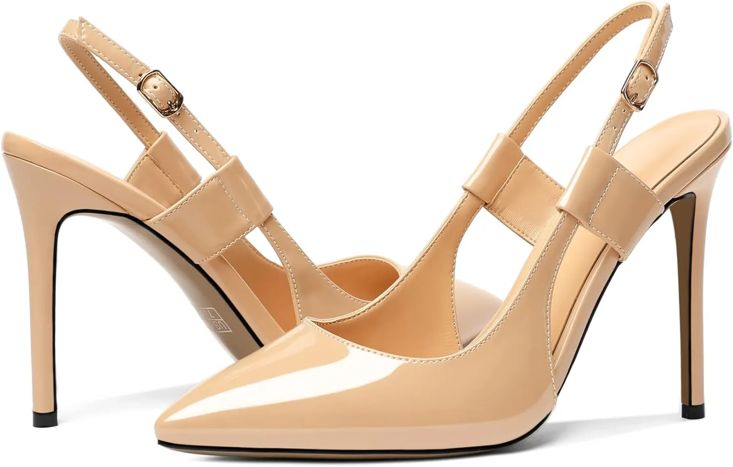 Mettesally Women's High Heels Pointed Toe Slingback Pumps Ankle Strap Heeled Stilettos Prom Party Sandals Shoes