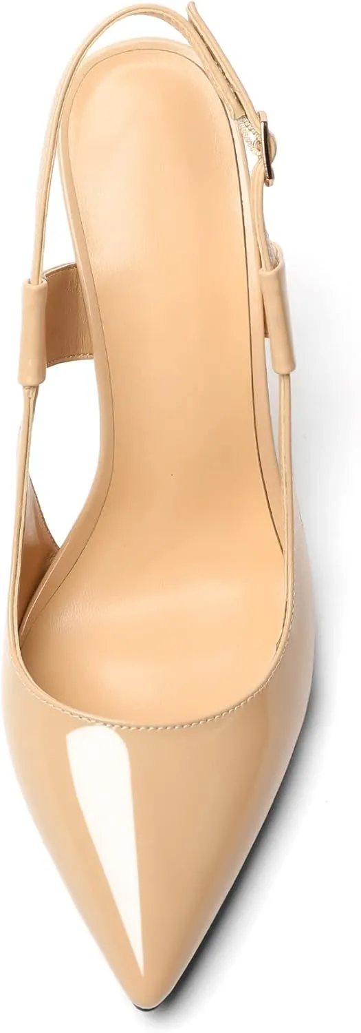 Mettesally Women's High Heels Pointed Toe Slingback Pumps Ankle Strap Heeled Stilettos Prom Party Sandals Shoes