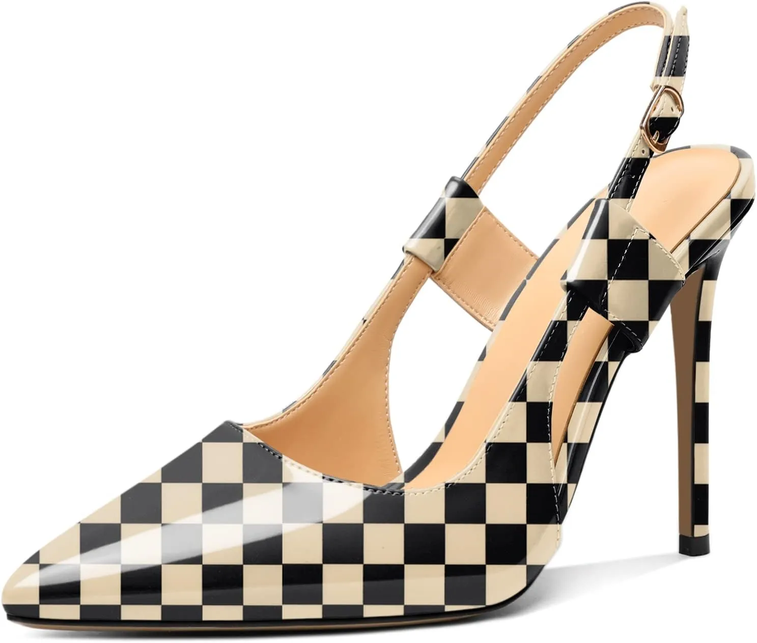 Mettesally Women's High Heels Pointed Toe Slingback Pumps Ankle Strap Heeled Stilettos Prom Party Sandals Shoes