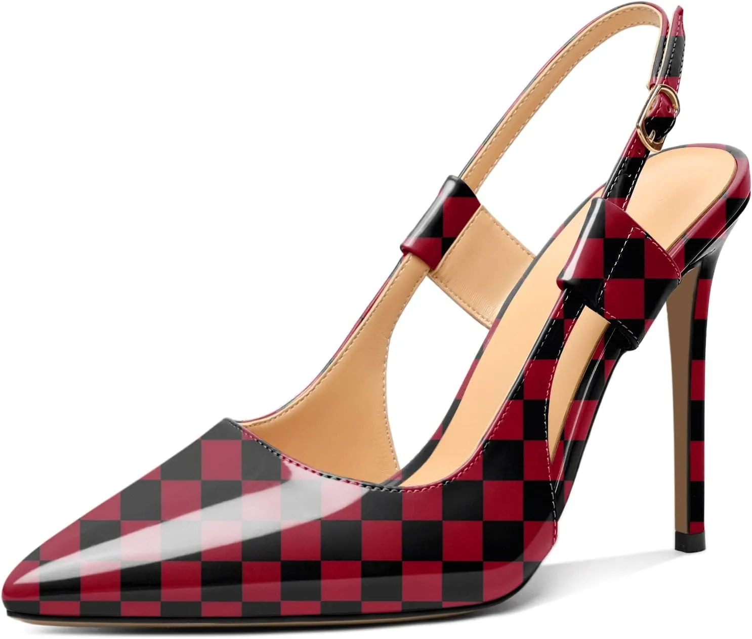 Mettesally Women's High Heels Pointed Toe Slingback Pumps Ankle Strap Heeled Stilettos Prom Party Sandals Shoes