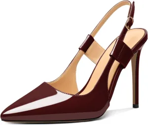 Mettesally Women's High Heels Pointed Toe Slingback Pumps Ankle Strap Heeled Stilettos Prom Party Sandals Shoes