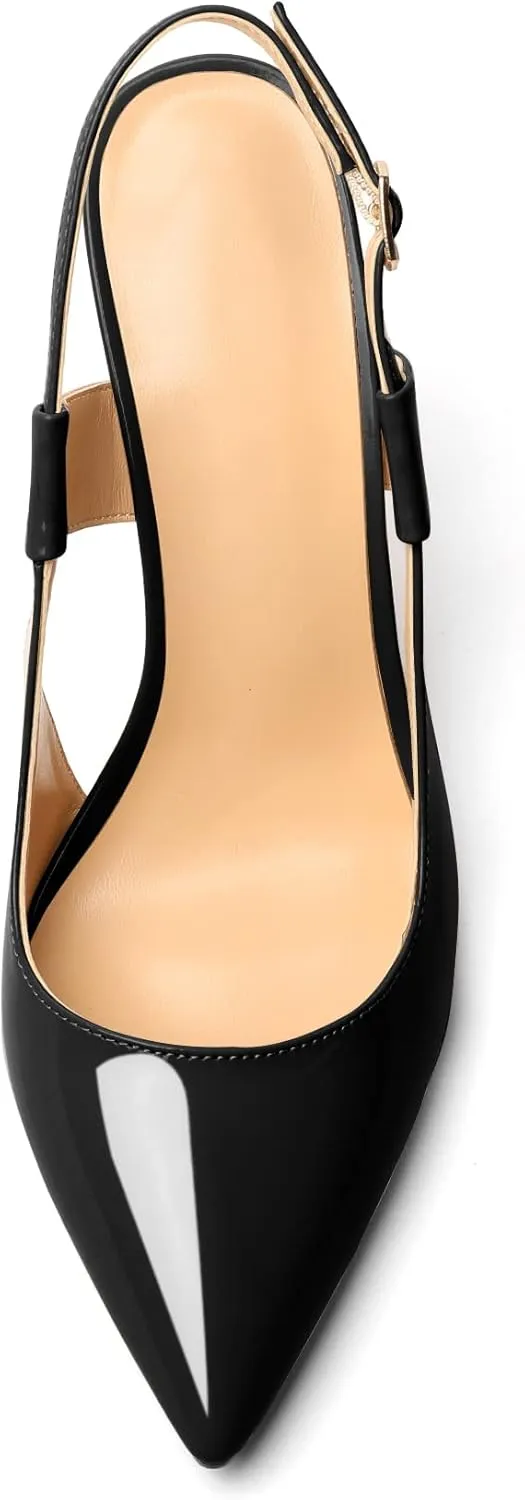 Mettesally Women's High Heels Pointed Toe Slingback Pumps Ankle Strap Heeled Stilettos Prom Party Sandals Shoes