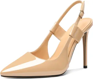 Mettesally Women's High Heels Pointed Toe Slingback Pumps Ankle Strap Heeled Stilettos Prom Party Sandals Shoes