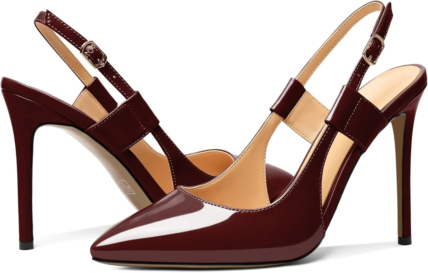 Mettesally Women's High Heels Pointed Toe Slingback Pumps Ankle Strap Heeled Stilettos Prom Party Sandals Shoes