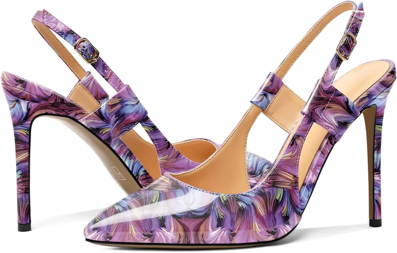 Mettesally Women's High Heels Pointed Toe Slingback Pumps Ankle Strap Heeled Stilettos Prom Party Sandals Shoes