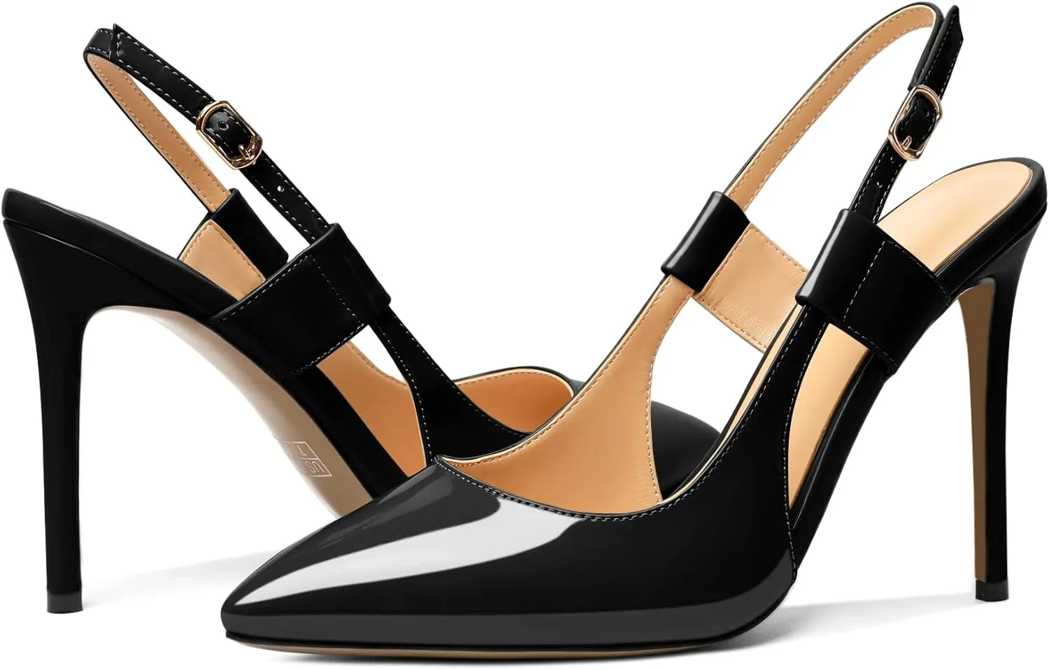 Mettesally Women's High Heels Pointed Toe Slingback Pumps Ankle Strap Heeled Stilettos Prom Party Sandals Shoes