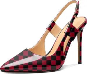 Mettesally Women's High Heels Pointed Toe Slingback Pumps Ankle Strap Heeled Stilettos Prom Party Sandals Shoes