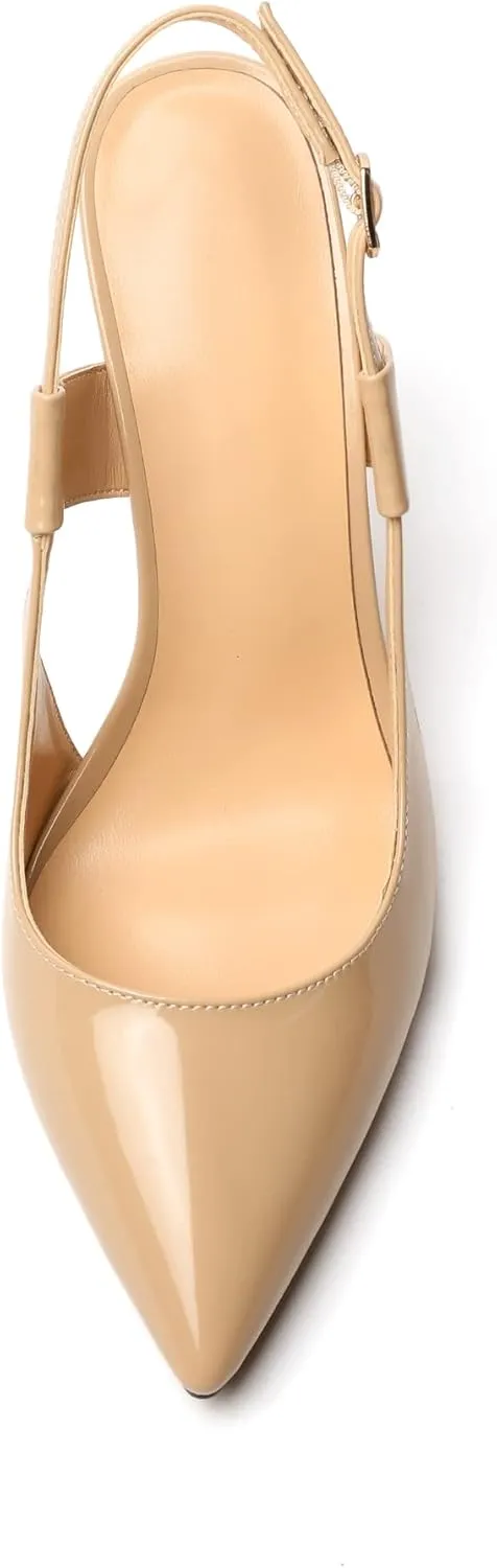 Mettesally Women's High Heels Pointed Toe Slingback Pumps Ankle Strap Heeled Stilettos Prom Party Sandals Shoes