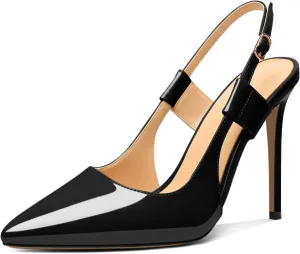 Mettesally Women's High Heels Pointed Toe Slingback Pumps Ankle Strap Heeled Stilettos Prom Party Sandals Shoes