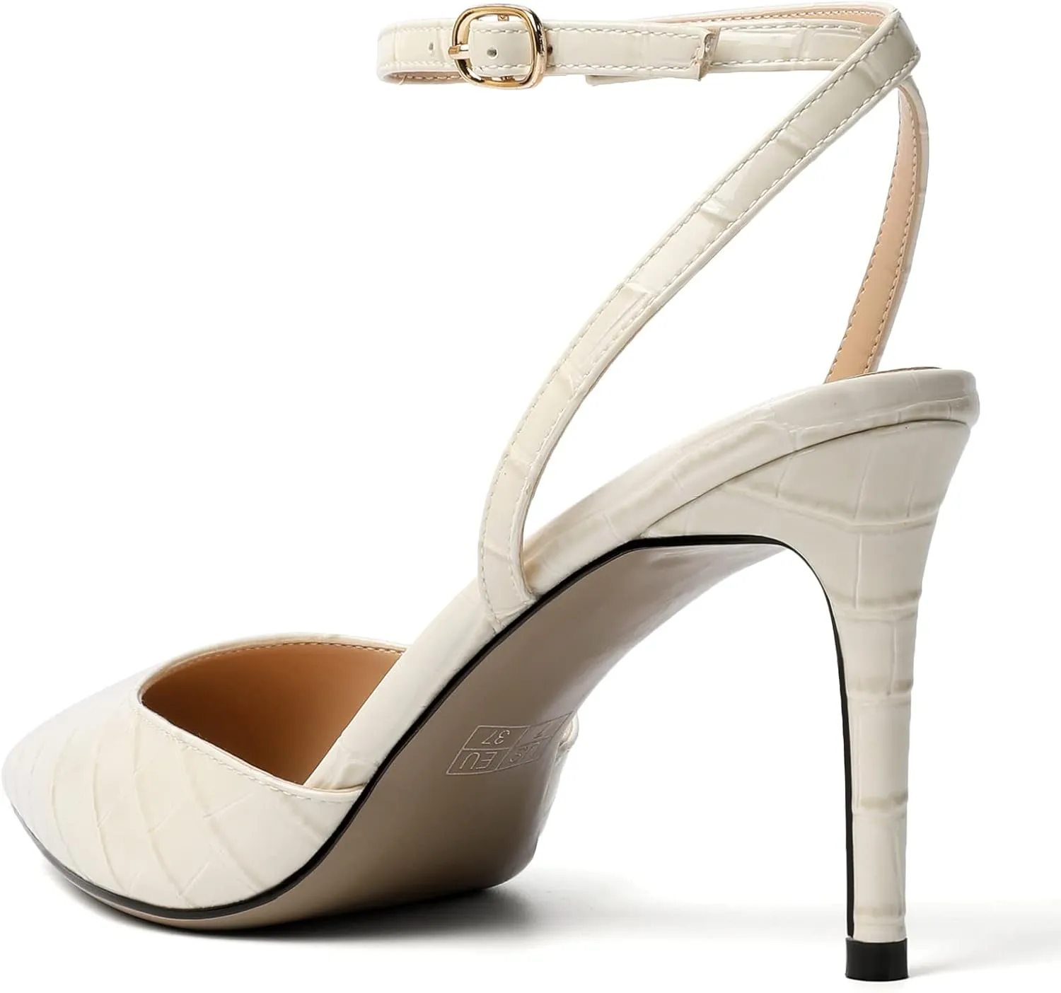 Mettesally Women's Slingback High Heels Pointed Toe Heeled Pumps Ankle Strap Stilettos Wedding Party Dressy Shoes