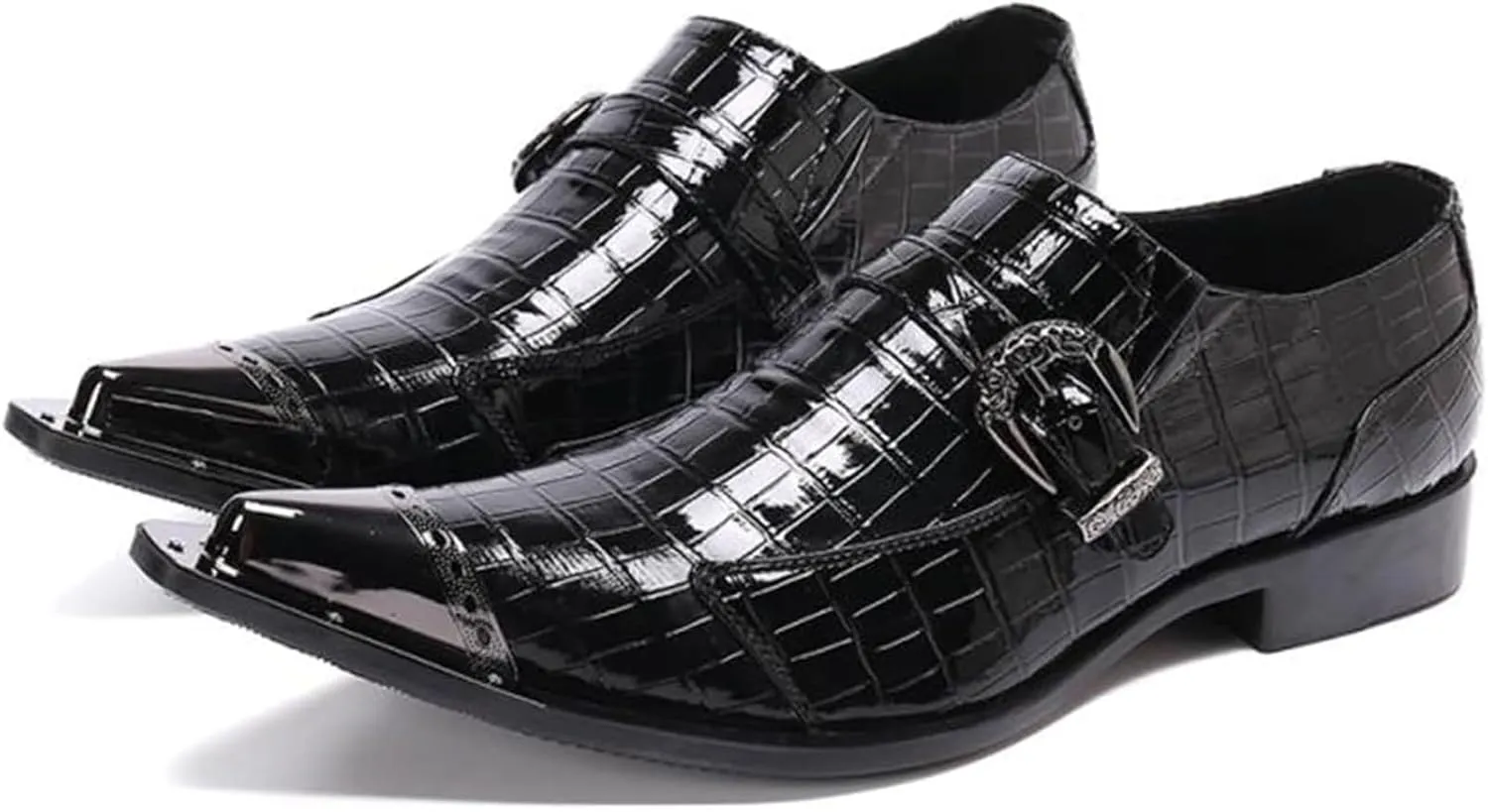 MILDSEVEN Men's Large Size Real Leather Uniform Dress Shoes, Fashion Carving Business Casual Shoes, Ponited Toe British Pull On Brogues