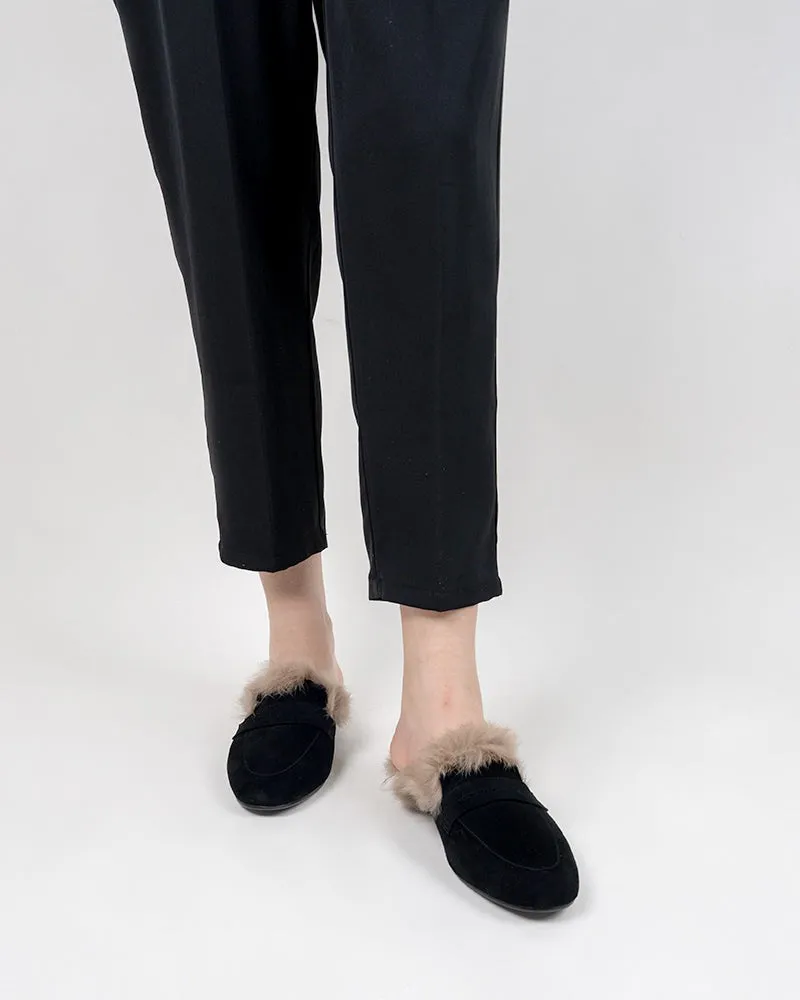 Minimalist Fluffy Flat Lazy Mules