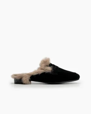 Minimalist Fluffy Flat Lazy Mules