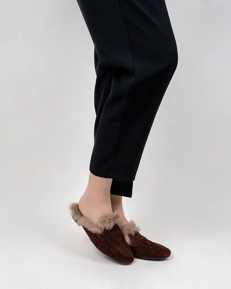 Minimalist Fluffy Flat Lazy Mules