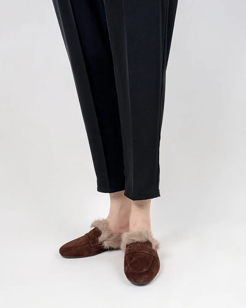 Minimalist Fluffy Flat Lazy Mules