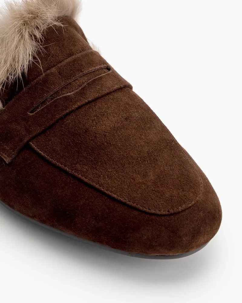 Minimalist Fluffy Flat Lazy Mules