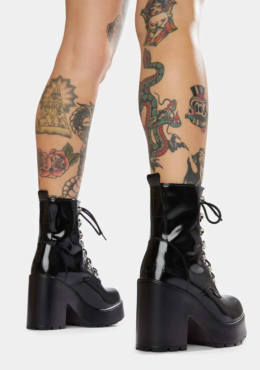 Mission Patent Leather Combat Boots