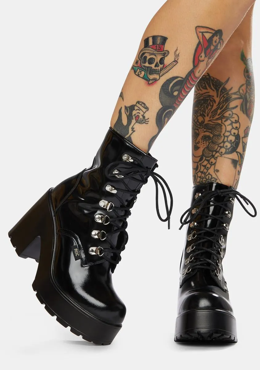 Mission Patent Leather Combat Boots