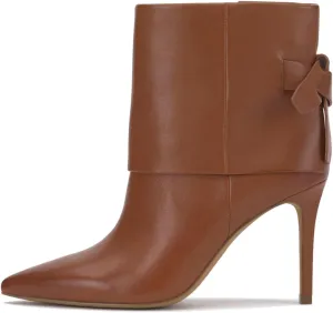 MOOMMO Women Sexy High Heels Booties Open Peep Toe Bow-Knot Suede Stiletto Ankle Boots Pointed Toe 4" Heels Zipper Trouser Leg Covered Dress Fall Booties Fashion Wedding Office Retro 4-11 M US