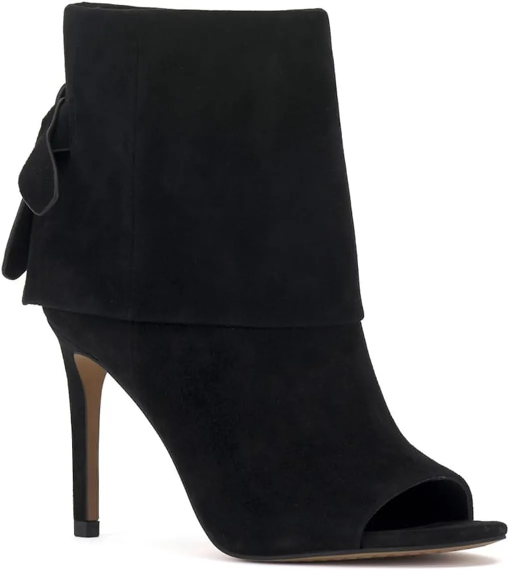 MOOMMO Women Sexy High Heels Booties Open Peep Toe Bow-Knot Suede Stiletto Ankle Boots Pointed Toe 4" Heels Zipper Trouser Leg Covered Dress Fall Booties Fashion Wedding Office Retro 4-11 M US