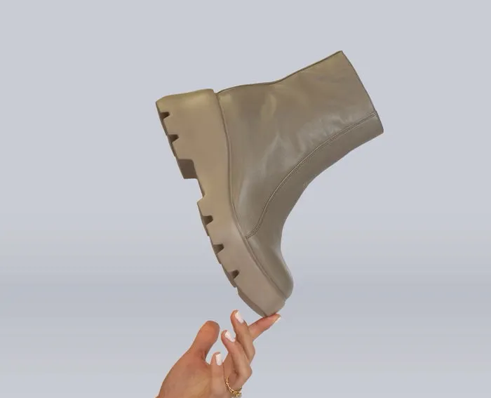 NAKED FEET - XENUS in GREIGE Platform Ankle Boots