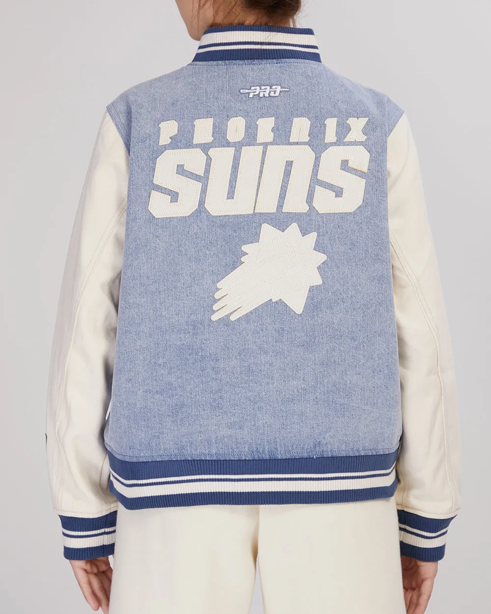 NBA PHOENIX SUNS VARSITY BLUES WOMEN'S DENIM VARSITY WOMEN'S JACKET (DENIM/LINEN)