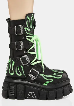Neon Green M-Tank015-C4 Combat Boots