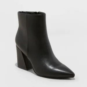 New - A New Day Women's Memory Foam Zipper Ankle Dress Boots 3.25" Block Heel