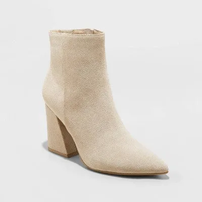 New - A New Day Women's Memory Foam Zipper Ankle Dress Boots 3.25" Block Heel
