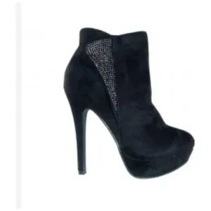 New Faux Suede Bling Heel Booties