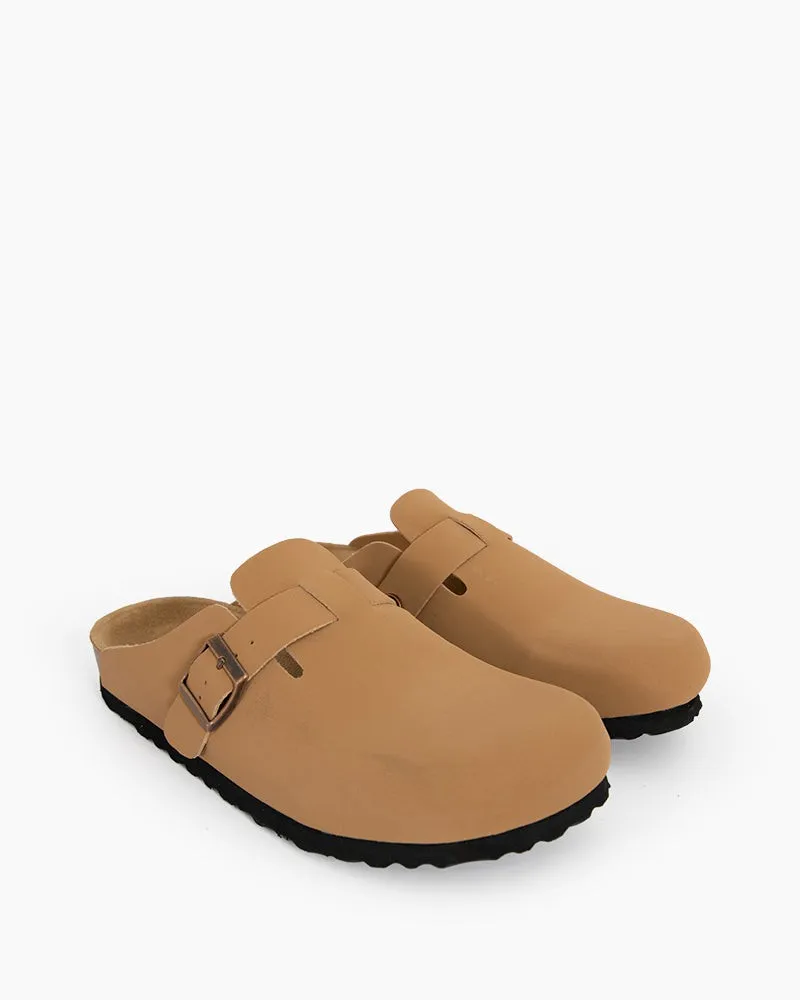 Oiled Leather Soft Footbed Clog Mules