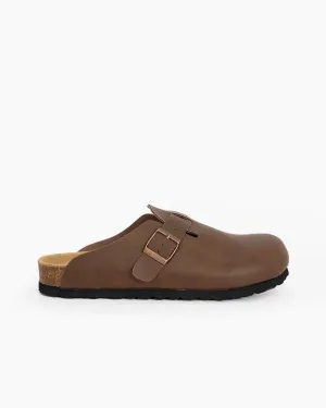 Oiled Leather Soft Footbed Clog Mules