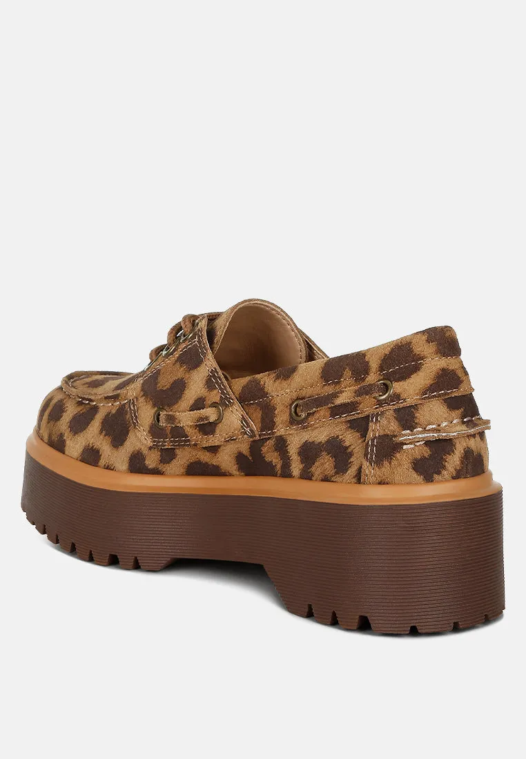 Onglur Leopard Real Suede Leather Oxford Loafers