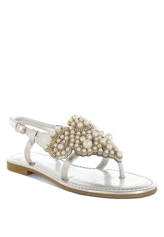 Opazie Metallic Pearl Embellished Flats