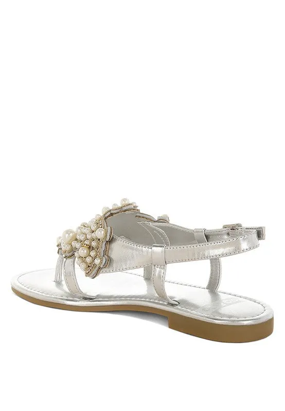 Opazie Metallic Pearl Embellished Flats